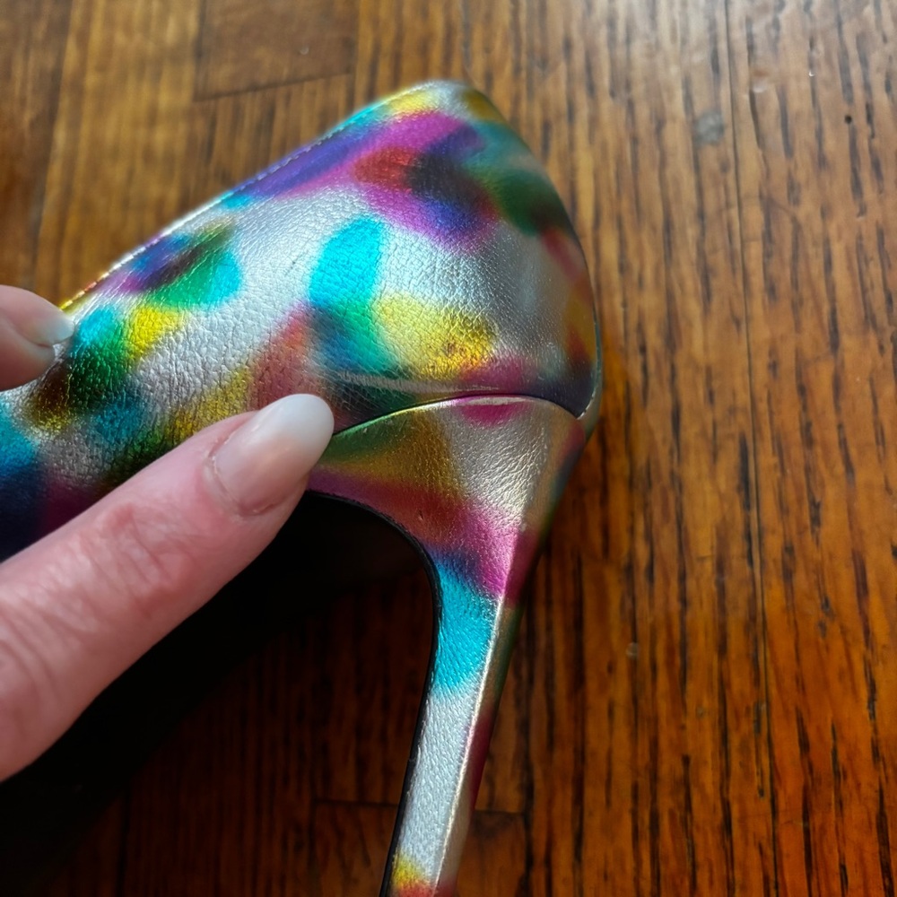 Saint Laurent Multicolor Iridescent Pointed Toe Pumps - Picture 10 of 11